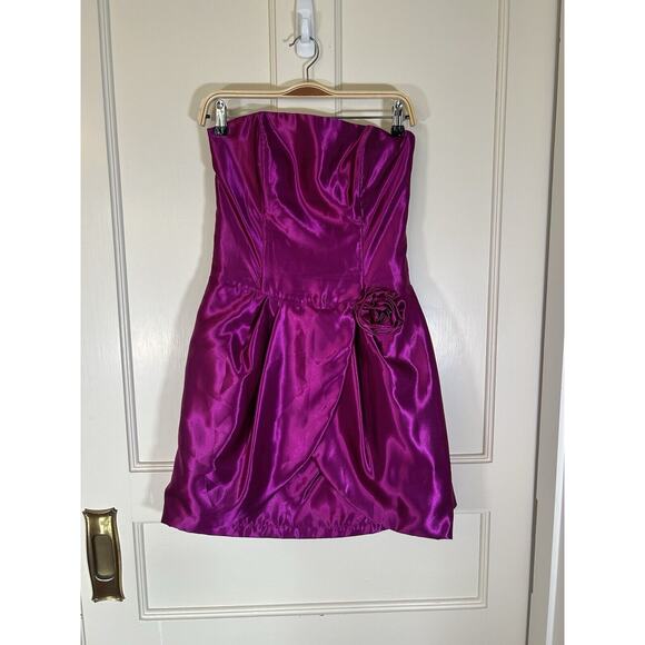 Vtg. 90s Jessica McClintock Gunne Sax Cocktail Dress Juniors Size 7 Hot Pink - Picture 1 of 8